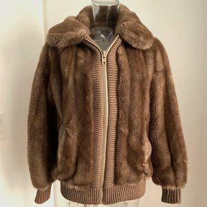 Vintage Lilli Ann Faux Fur bomber style jacket small tan